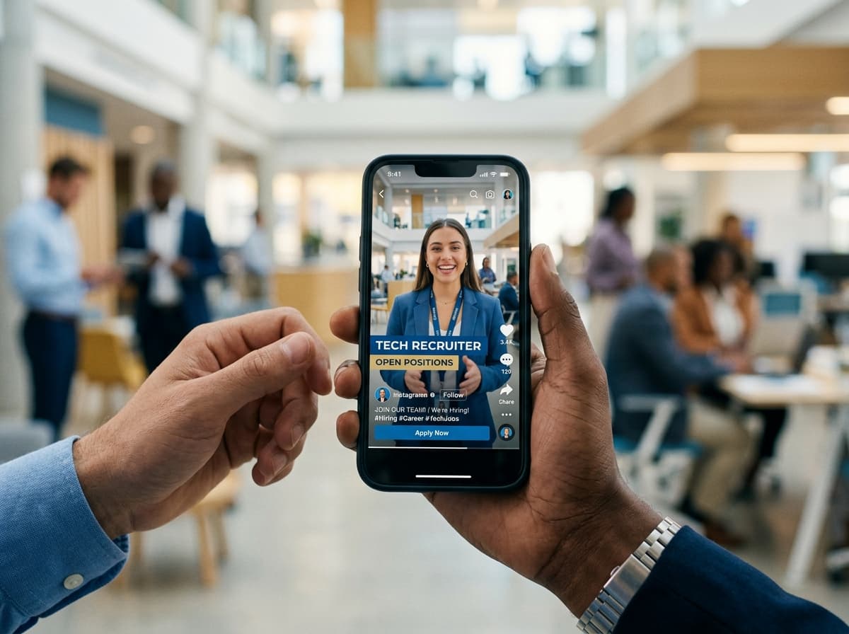 Eine Stellenanzeige als Video bei Instagram und TikTok — sichtbar auf dem Smartphone
